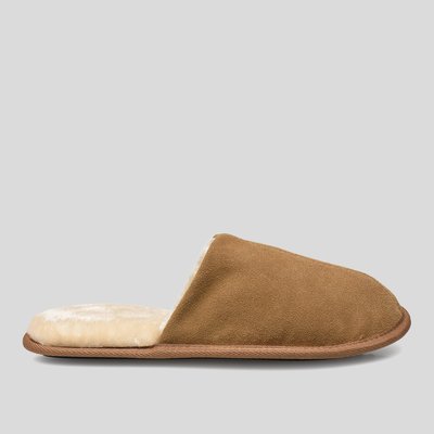 Mules fourrées en cuir suede MONOPRIX