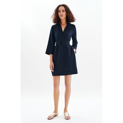 Robe courte col v lin VANINA CAROLL