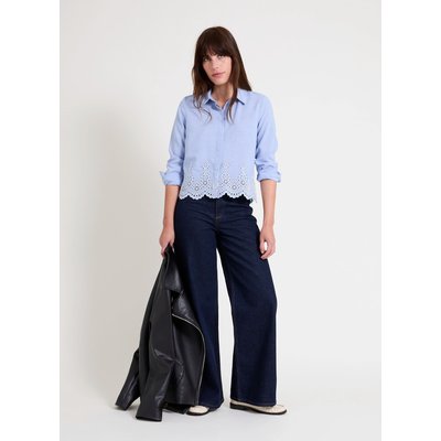 Chemise courte brodée col chemise BLEU NAF NAF