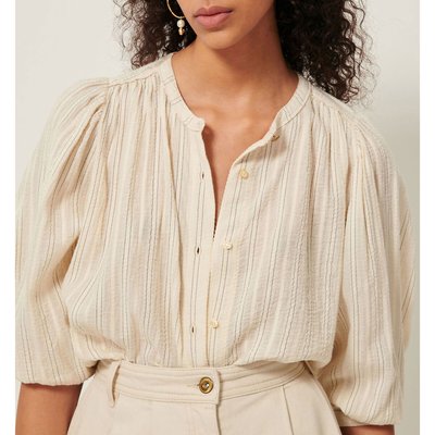 Blouse rayée à manches 3/4 bouffantes, A VIEW SESSUN