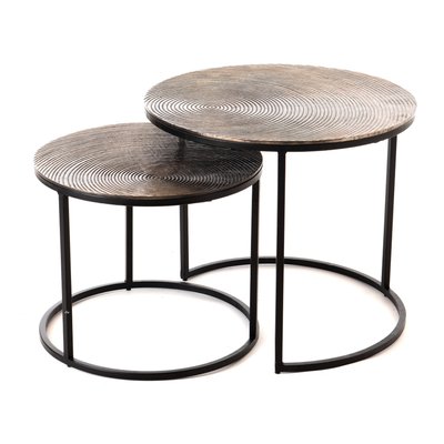 Set de 2 tables basses   en étain-ROSACE AMADEUS