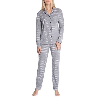 Pyjama chemise à motif de nid d'abeille en coton et modal MISAKI IMPETUS WOMAN