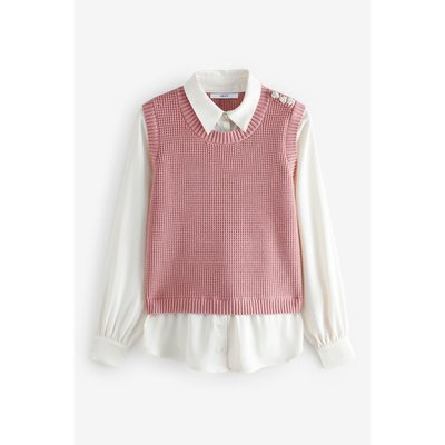 Pull chemise superposée boutons brillants NEXT