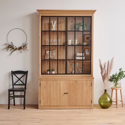 Buffet vaisselier industriel en bois et métal 4 portes - VICTORIA HELLIN, DEPUIS 1862