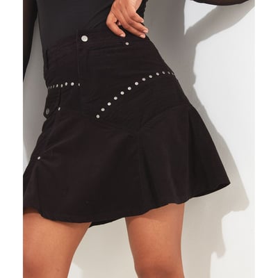 Jupe Cloutée Noire Taille 44 - Occasion Très Bon état, Matière Polyuréthane