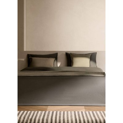 Housse de couette coton et satin lavé double surpiqûre lit 150/160 cm MANGO HOME