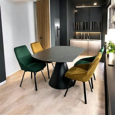 Table ronde extensible en céramique noire 135 cm OTTAWA PIER IMPORT