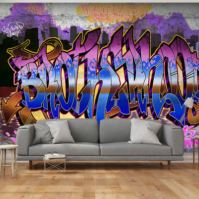 Papier peint intissé panoramique Street art Colorful Mural EDEN