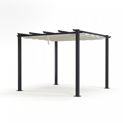 Tonnelle/Pergola, aluminium, 3x3m, toile coulissante, OHIO AVRIL PARIS