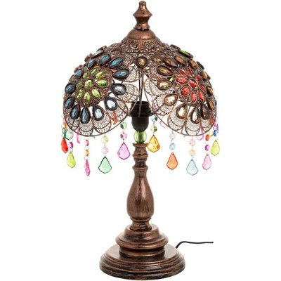 Lampe de table métal et perles verre colorées ambiance bohème RECOLLECTION