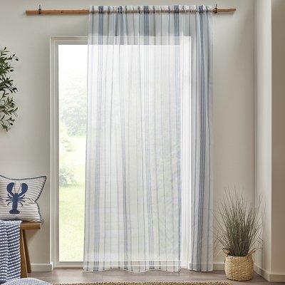 Harbour Stripe Slot Top Voile Curtain Panel CATHERINE LANSFIELD