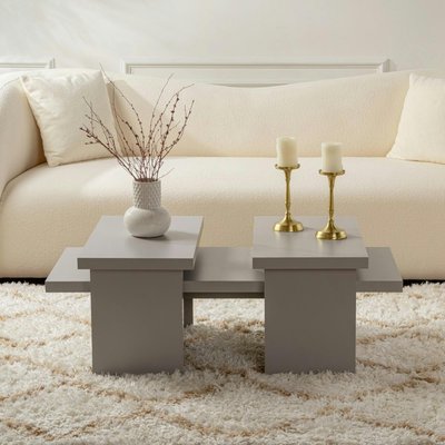 Table basse gigogne design – effet gris laqué (3 pièces) MARFA PIER IMPORT