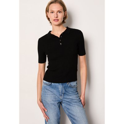 t-shirt côtelé manches courtes col boutonné FANNA ETAM