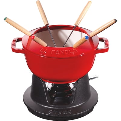 STAUB Service à fondue fonte 18 cm. induction. four. Cerise STAUB