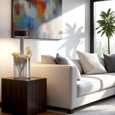 Lampe sans fil noire, avec vase en verre fumé ALMA PIER IMPORT