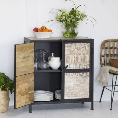 Petit buffet en bois recyclé et métal façades blanchies  WHITE MADE IN MEUBLES 