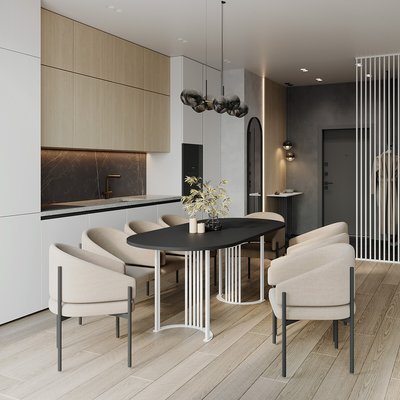 Стол овальный обеденный с металлическим подстольем на 8 персон SO'HOME