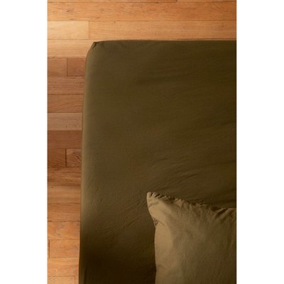 Drap housse en Percale de Coton Bio lavé Adulte KADOLIS