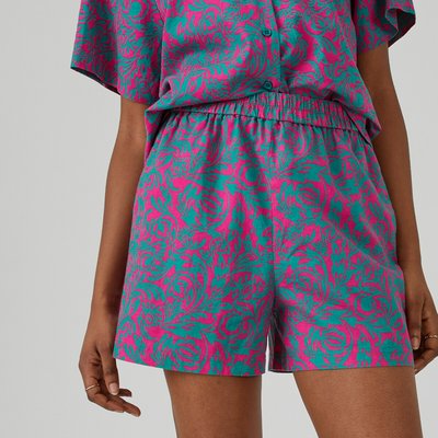 Floral Cotton Shorts with High Waist LA REDOUTE COLLECTIONS