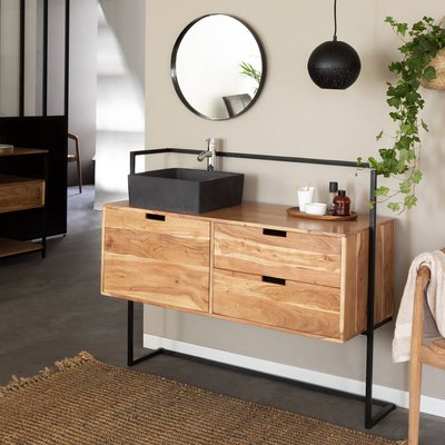 Meuble sous vasque en bois d'acacia et métal  NINON MADE IN MEUBLES 
