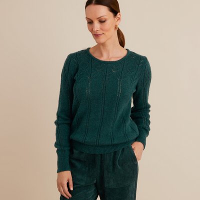 Fine Pointelle Knit Jumper with Crew Neck ANNE WEYBURN