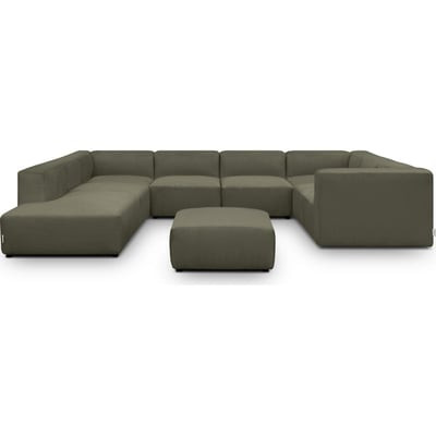 Canapé modulable panoramique 12 places ouvert à gauche en velours côtelé + pouf - MODULO HOMIFAB