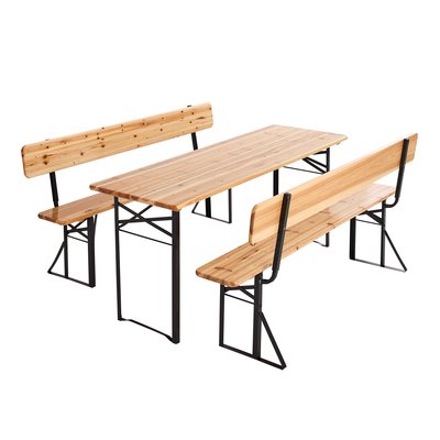 Set brasserie avec table 180 cm et bancs avec dossier, MUNICH OVIALA