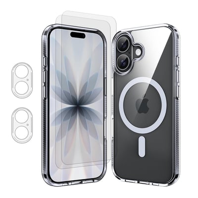 Coque Anti-choc compatible Magsafe pour iPhone 17 Transparente + 2 protections écran et 2 protections objectif caméra EVETANE