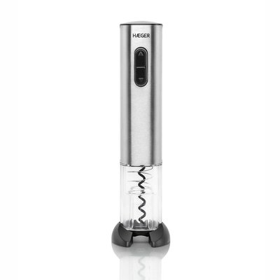 Saca-rolhas elétrico HAEGER LUCCA, em Inox, recarregável, da HAEGER HAEGER