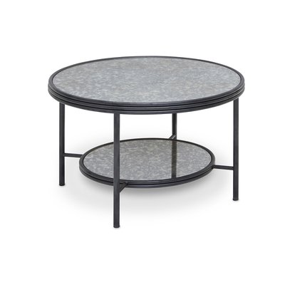 Antique Smoked Mirror Round Two-Tier Coffee Table SO'HOME