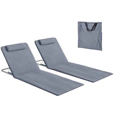 Chaise longue de plage Polyester Gris OUTSUNNY