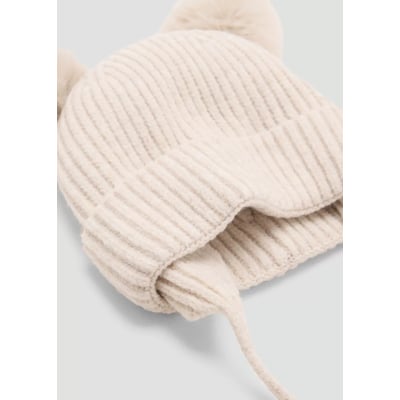 Bonnet en maille à double pompon MANGO BABY