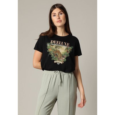 T-shirt femme 100% coton à manches courtes et au col rond avec motif imprimé TROPICS DEELUXE