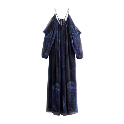 Robe caraco longue bouffante en maille NEXT