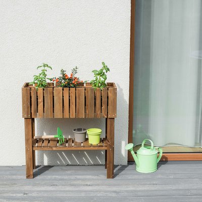 Potager bac rectangulaire sur pied en bois CEMONJARDIN