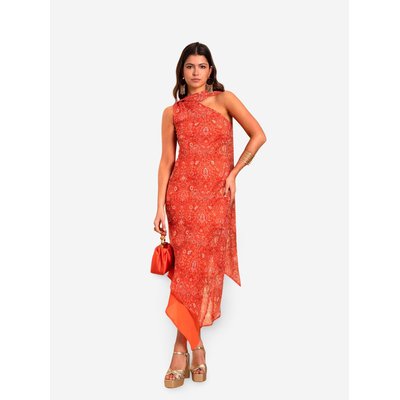 Robe midi asymétrique avec foulard THE-ARE