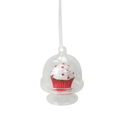 Boule de Noël transparente avec gâteau rouge – 6 x 8 cm EDEN