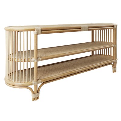 Console 140 cm en rotin avec étagères - MARTHE RENDEZ-VOUS DÉCO