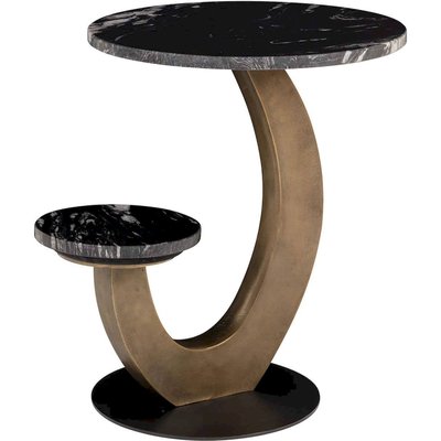 Table dappoint noire avec plateau en marbre et base laiton RECOLLECTION
