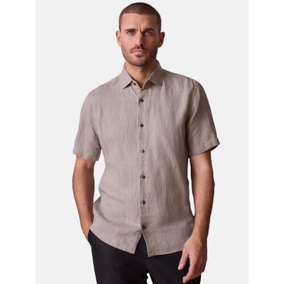 Chemise lin texturé à manches courtes Signature NEXT
