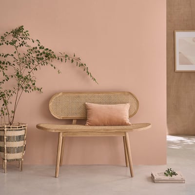 Banc en teck massif et cannage 120 cm  LOÉ BERAH GETAH