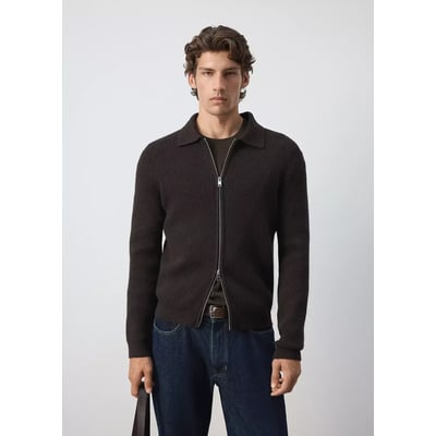 Cardigan en mélange de laine côtelée MANGO MAN