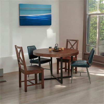 Table à manger ronde plateau en bois recyclé SAMOA PIER IMPORT