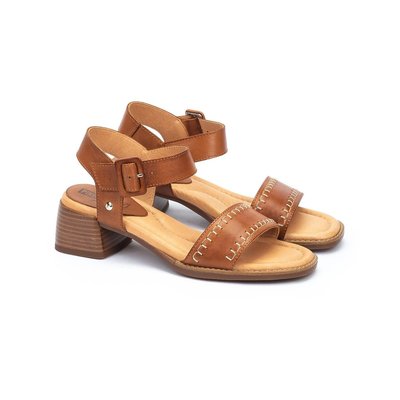 Oliva Leather Heeled Sandals, Made in Europe PIKOLINOS