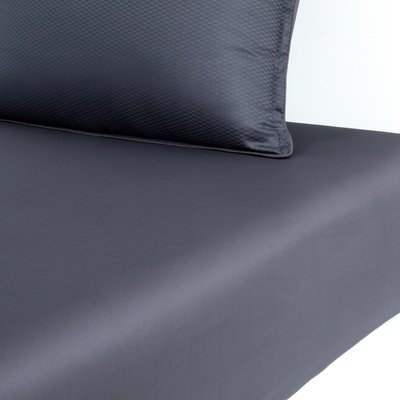 Drap housse en satin de coton bleu, LOFT BOSS HOME