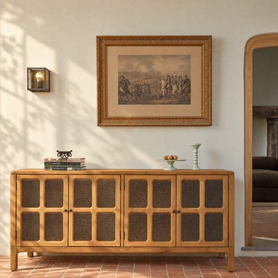 Buffet 4 portes en bois recyclé massif 180 cm  VELDE BERAH GETAH