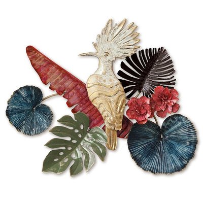 Décoration murale en métal oiseau exotique dans jardin PIER IMPORT