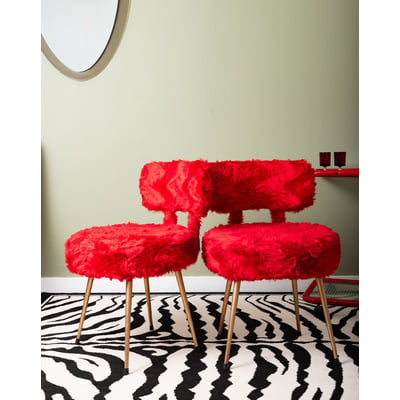 Paire de deux chauffeuses vintage rouge Olivia N°96 - Bon état DEBONGOUT