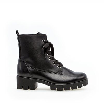 Bottine à lacets en cuir lisse à talon décroché GABOR