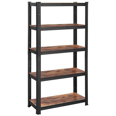 Etagère de rangement industrielle en métal noir avec niveaux réglables - L75 x H150 cm CALICOSY